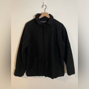 Perry Ellis Portfolio 100% Wool Mens Coat Jacket Size Med Black Quilted Lining